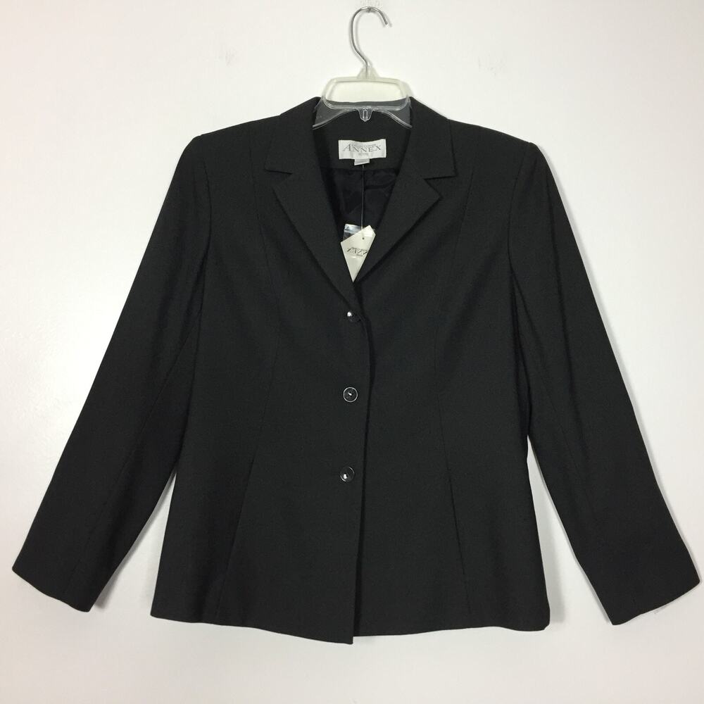 Y2K Casual Corner Annex Petite Blazer Womens Size 12 Gray Padded Office Siren